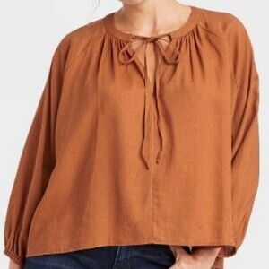 Women's Raglan Long Sleeve Tie-Front Top